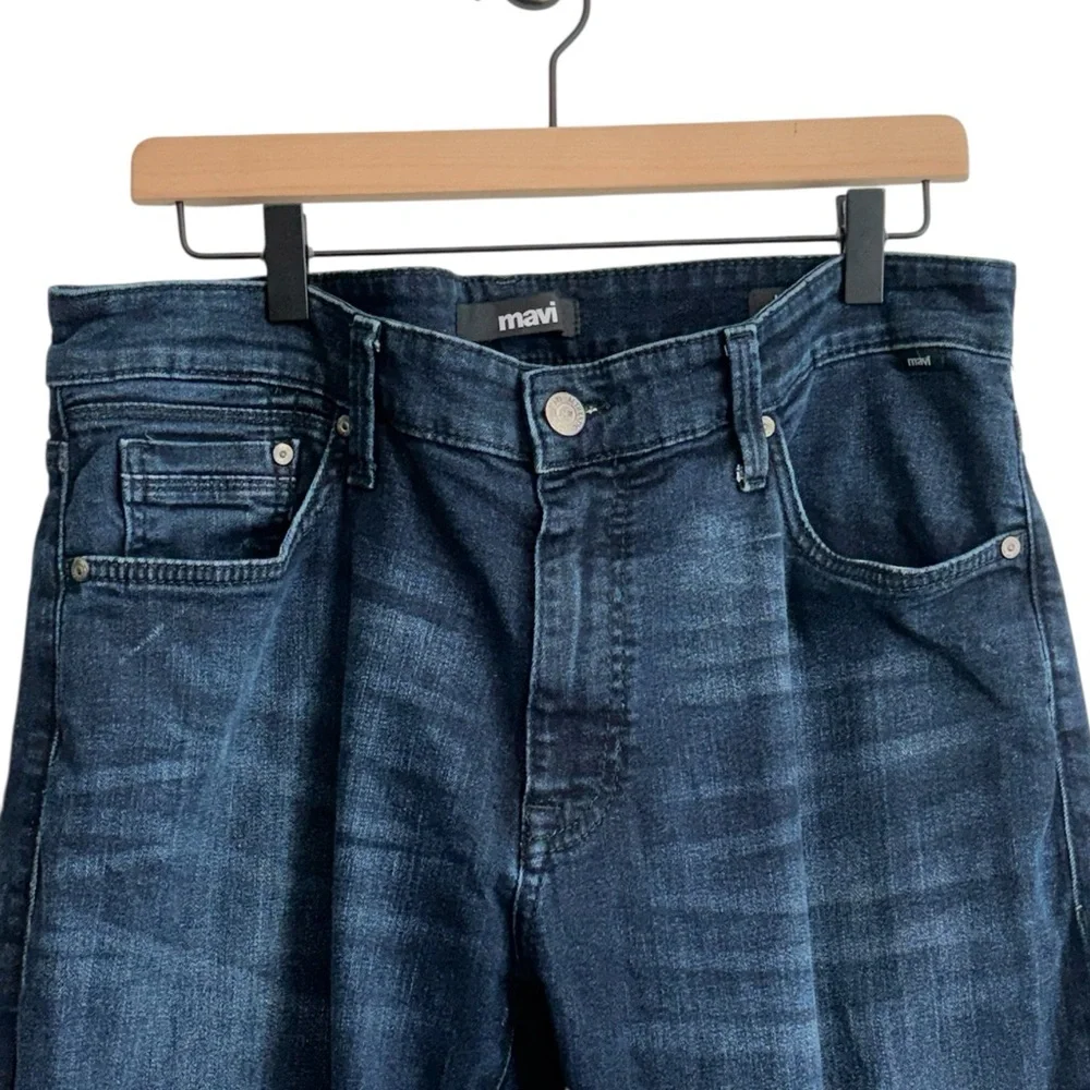 Mavi Mens Jeans 36x30 Blue Marcus‎ Slim Straight Stretch Comfort Whiskered